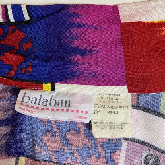 4/$20 Vintage Balaban Colourful Button Up Shirt - Picture 4 of 4